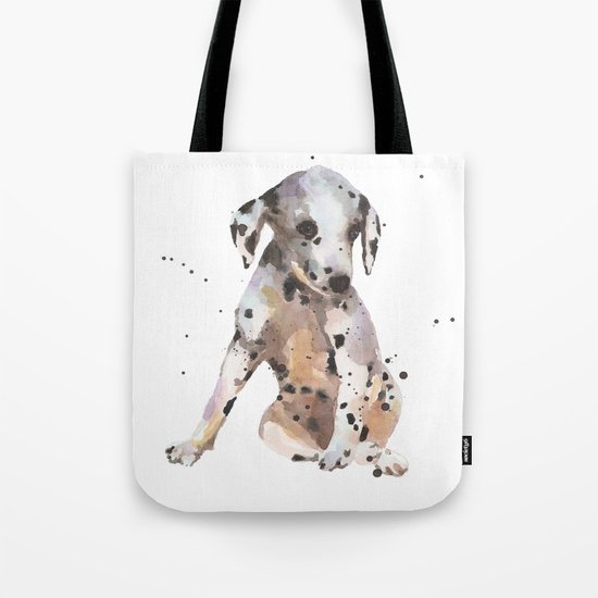 dalmatian, dalmatian puppy, dalmatian painting, cute puppy, Tote Bag