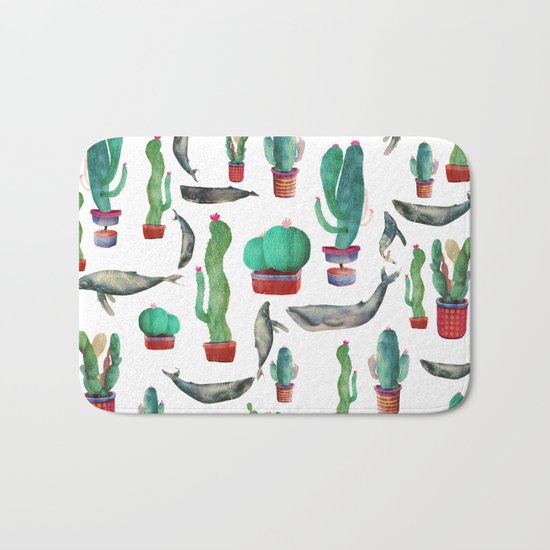 Cactus & whales Pattern Bath Mat