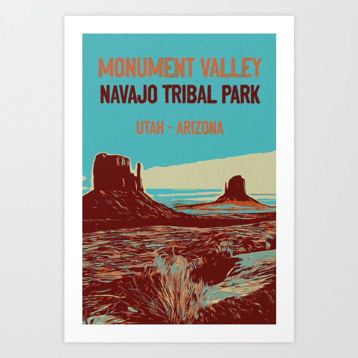 Monument Valley, Navajo tribal park Illustration Art Print