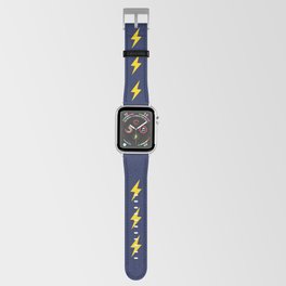 Yellow Lightning Bolt pattern on Navy Blue background Apple Watch Band