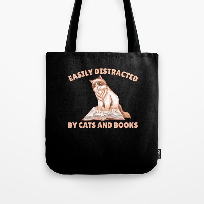 Cats And Books Funny Saying With Book And Cat Tote Bag