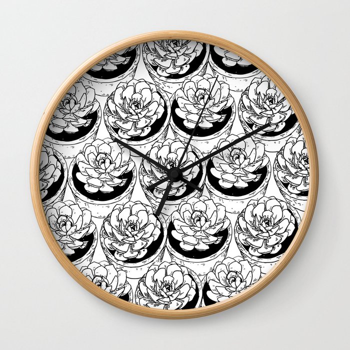 Succulents Pattern Wall Clock