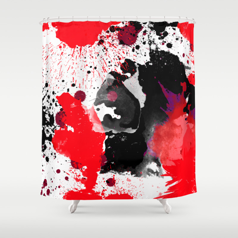 red and black shower curtain