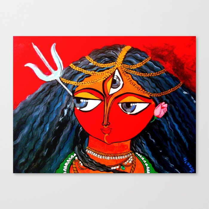Durga The Warrior Goddess 2 Commissioned Art Canvas Print By