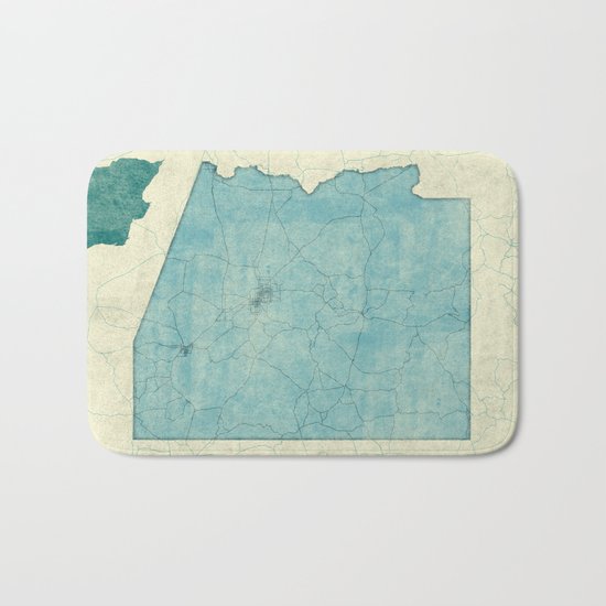 Arizona State Map Blue Vintage Bath Mat