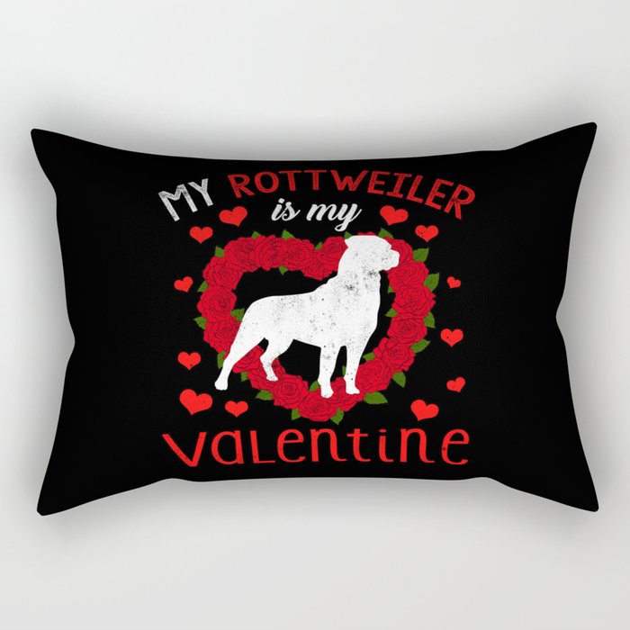 Dog Animal Hearts Day Rottweiler My Valentines Day Rectangular Pillow