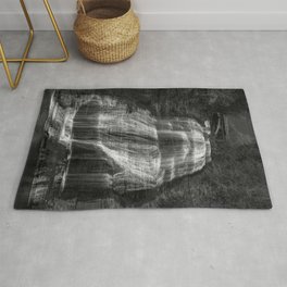 Montour Falls New York waterfall over shale black and white nature photograph - photography - photographs Area & Throw Rug