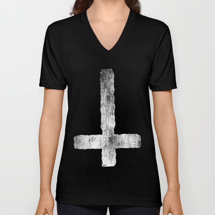 Inverted Cross V Neck T Shirt