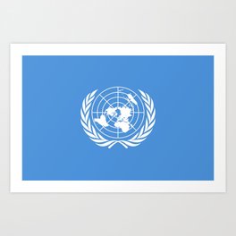 Flag on United nations -Un,World,peace,Unesco,Unicef,human rights,sky,blue,pacific,people,state,onu Art Print