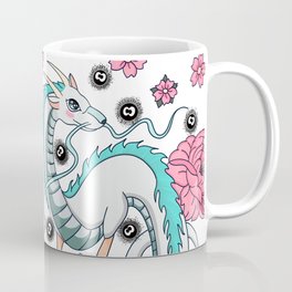 Haku Coffee Mug | Flower, Peony, Mistical, Drawing, Dragonflower, Hakupeony, Spirited, Sootsprites, Haku, Dragon 