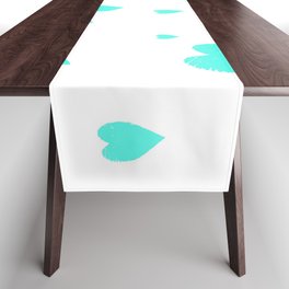 Hand-Drawn Hearts (Turquoise & White Pattern) Table Runner
