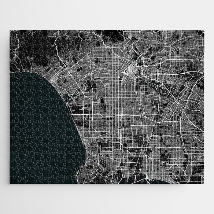 Los Angeles City Map of California, USA - Dark Jigsaw Puzzle
