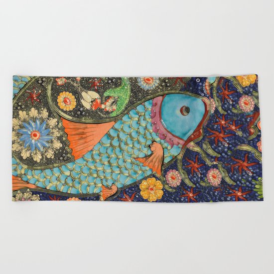 Koi Beach Towel