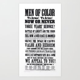 African American Freemen of Color Civil War Recruitment Broadside Advertising Poster Art Print