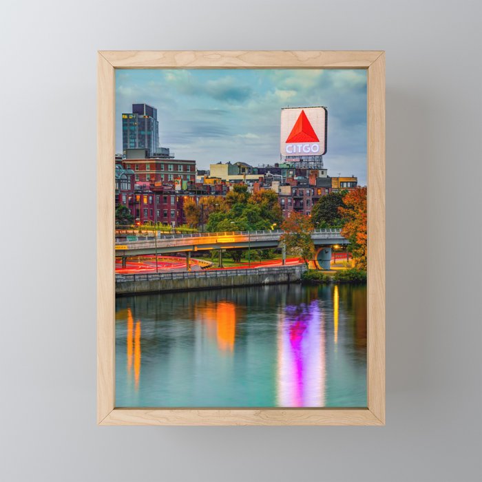 Citgo Sign and Boston's Charles River in The Fall Framed Mini Art Print