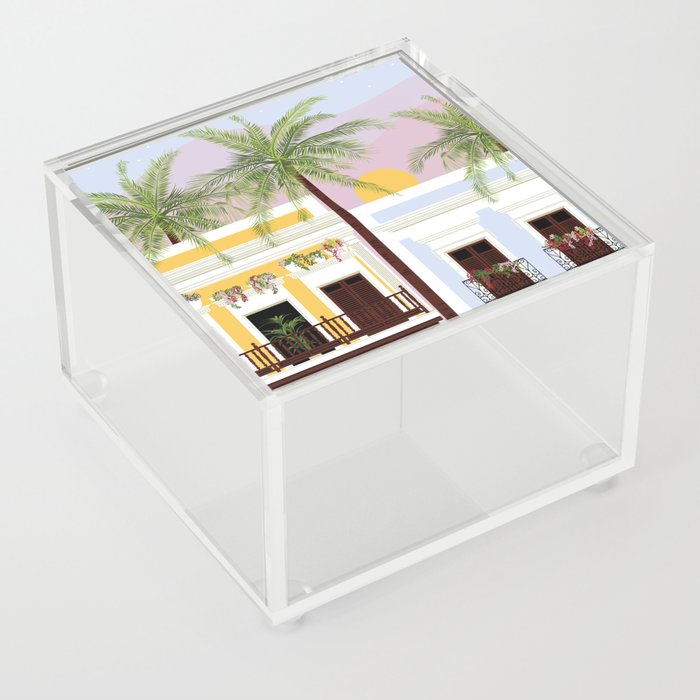 Puerto Rico Houses in the Sunset Acrylic Box