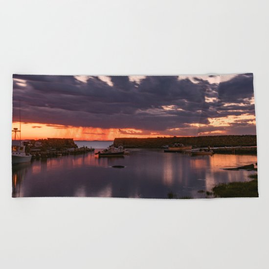 Rainy Lanescove Sunset Beach Towel