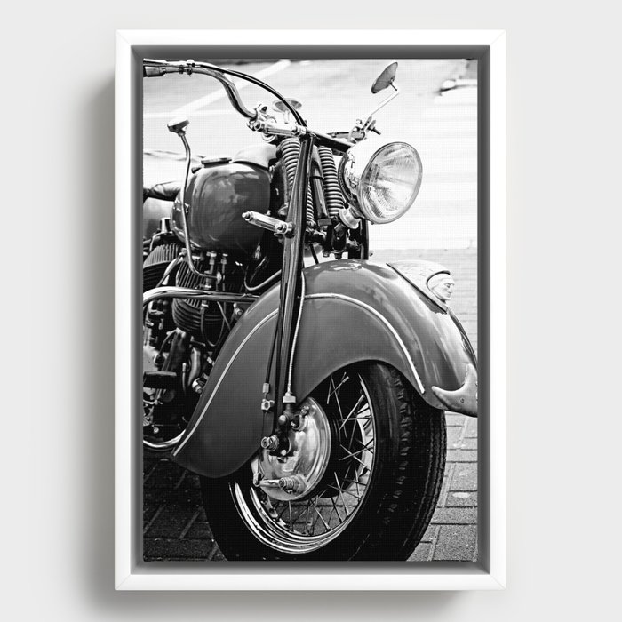 Motorcycle-B&W Framed Canvas