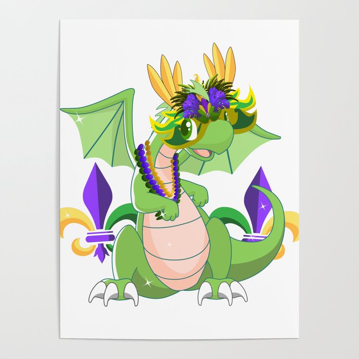 Cute Dragon Mask Mardi Gras T Shirt Poster By The Beard Creative Studio Society6