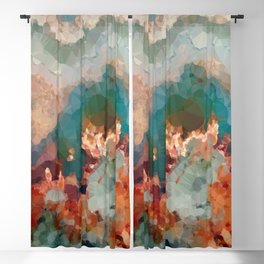 Turquoise Copper Agate Low Poly Geometric Triangles Blackout Curtain