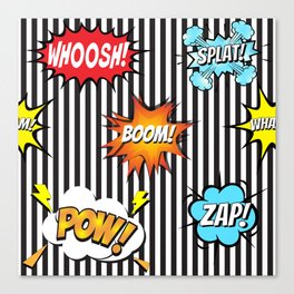 65 MCMLXV Cosplay Boom! Pow! Comicbook Speech Bubbles Striped Pattern Canvas Print