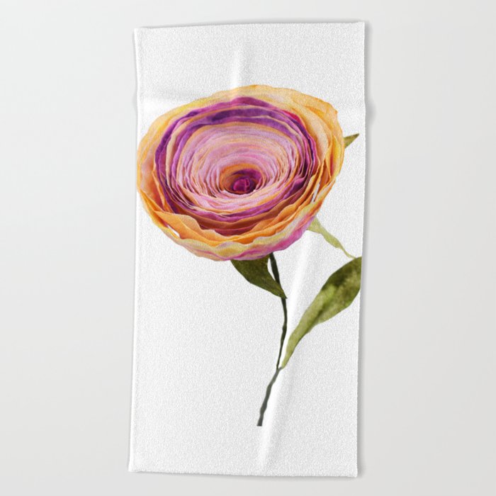 Orangelica Stem Rose Beach Towel