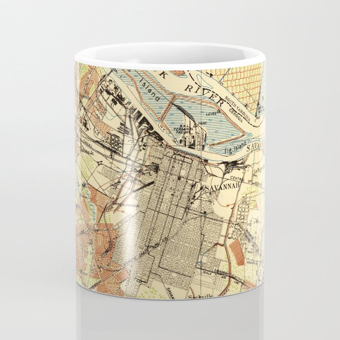 Vintage Map Of Savannah Georgia 1942 Coffee Mug By Bravuramedia Society6