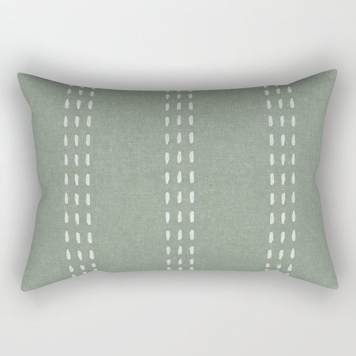 boho vertical stitch - sage Rectangular Pillow