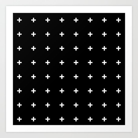 White Plus on Black /// www.pencilmeinstationery.com Art Print
