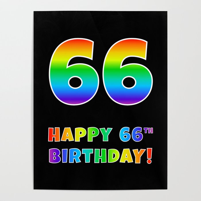 HAPPY 66TH BIRTHDAY - Multicolored Rainbow Spectrum Gradient Poster