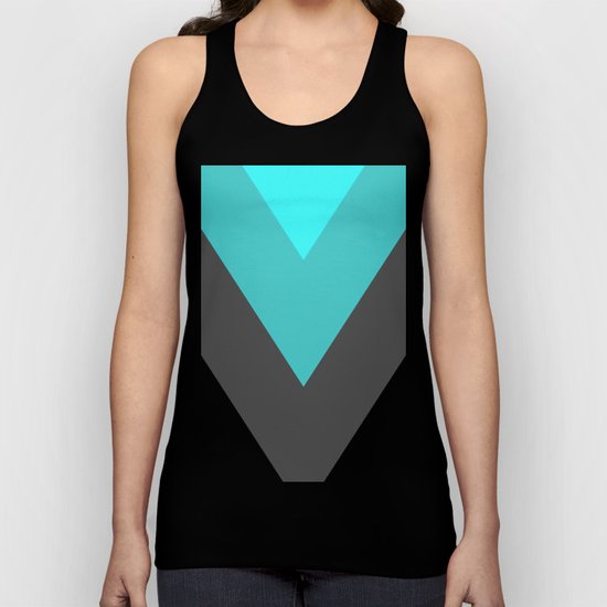 Aqua Gray Chevron Stripes Unisex Tank Top