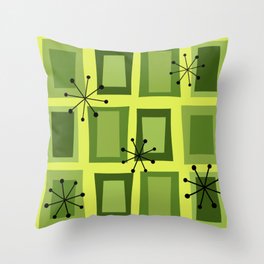 Mid Century Modern Art 'Wonky Doors' Chartreuse Throw Pillow