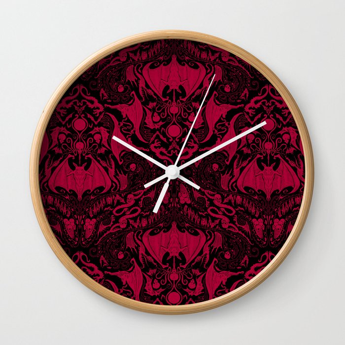 Bats and Beasts - Blood Red Wall Clock