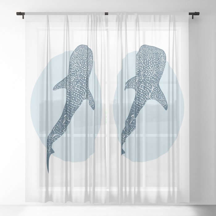 Whale Shark - Blue Circle Sheer Curtain