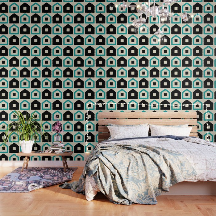 black and turquoise wallpaper