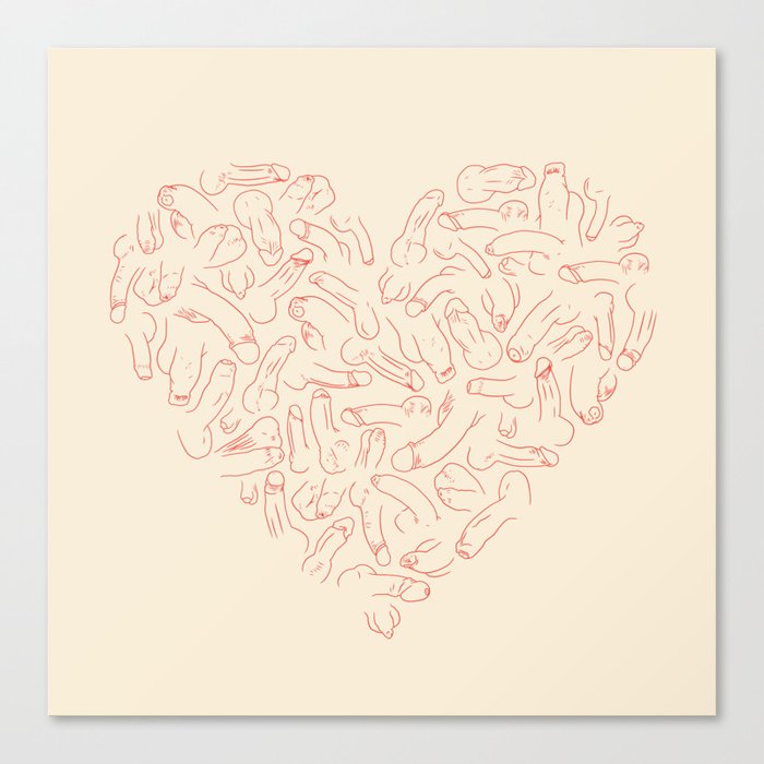Penis Heart Canvas Print