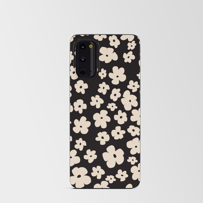 Black and White Retro Flowers Android Card Case