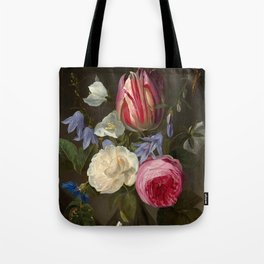 Roses and a Tulip in a Glass Vase, 1650-1660 by Jan Philips van Thielen Tote Bag