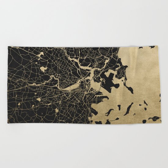 Boston Gold and Black Invert Beach Towel