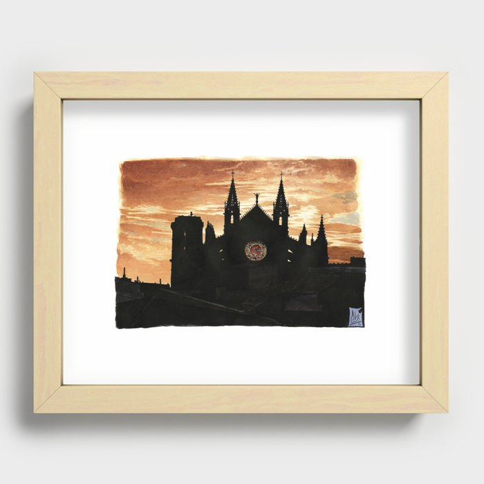Winter solstice at the Cathedral of Mallorca Recessed Framed Print