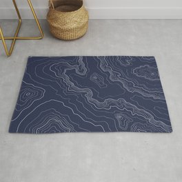 Navy topography map Area & Throw Rug