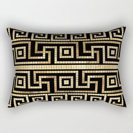 Mosaic Greek Meander Greek Key Black and Gold  Rectangular Pillow
