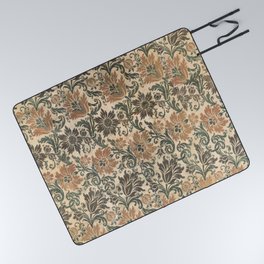 Distressed Antique Italian Floral Silk Picnic Blanket