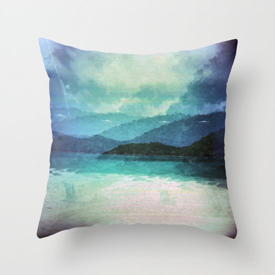 Tropical Island Multiple Exposure Throw Pillow