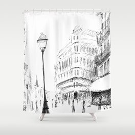Sketch of a Street in Paris Shower Curtain