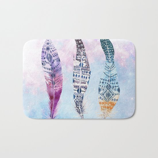 Bohemian galaxy feathers Bath Mat