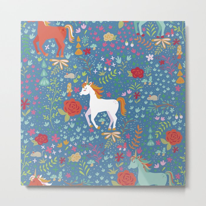 Colorful Unicorn Pattern Metal Print