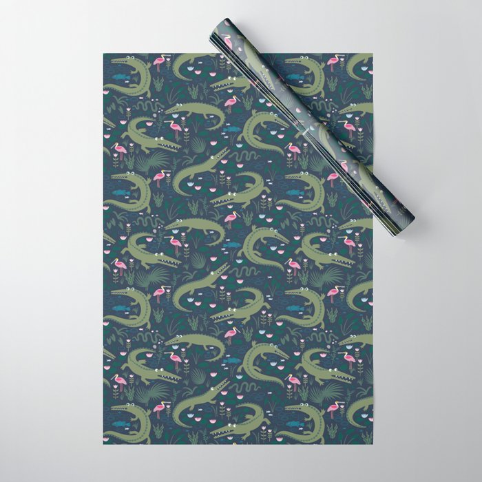 American Alligators and Roseate Spoonbills - Comeback Species by Cecca Designs Wrapping Paper
