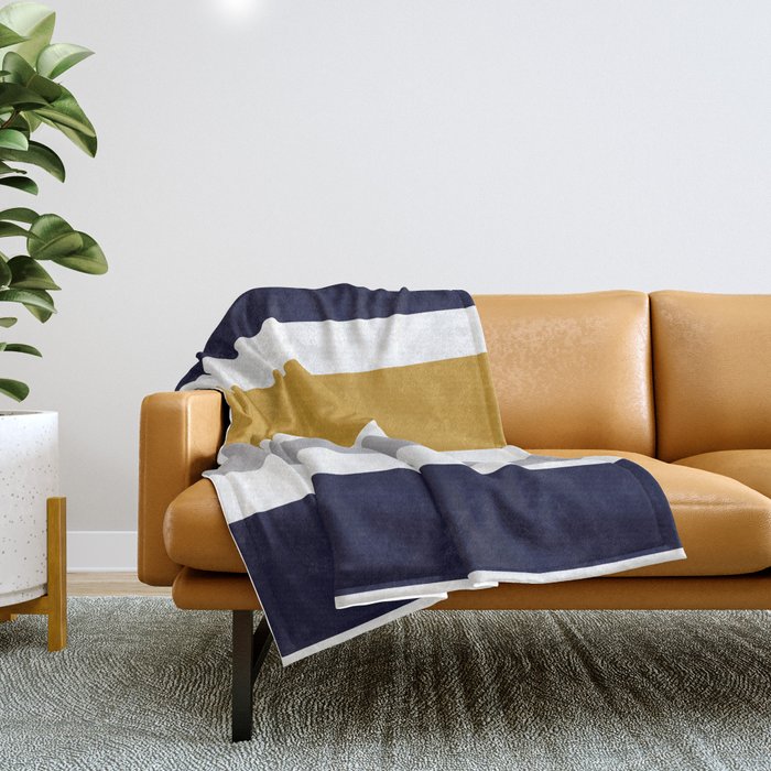 Navy and mustard shop throw blanket
