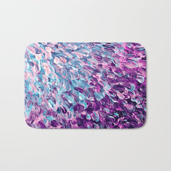 FROSTED FEATHERS 1 Colorful Lavender Purple Lilac Serenity Rose Quartz Ombre Ocean Splash Abstract Bath Mat